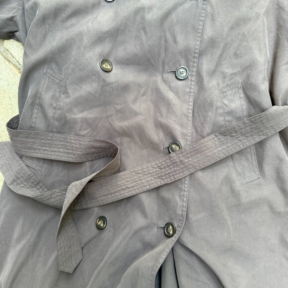 Vintage Chaps Ralph Lauren Trench Coat Mens 42 Short Taupe Wool Blend Lined - Picture 4 of 16